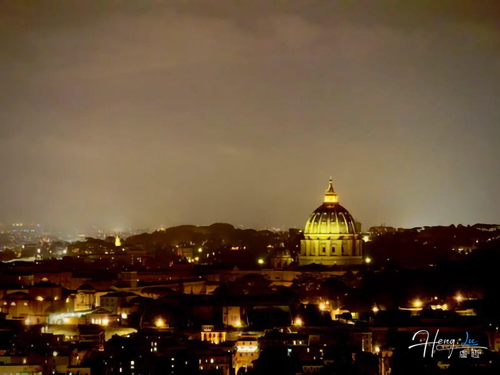 illuminated-dome-of-st-peters-basilica-over-rome-at-night-vatican